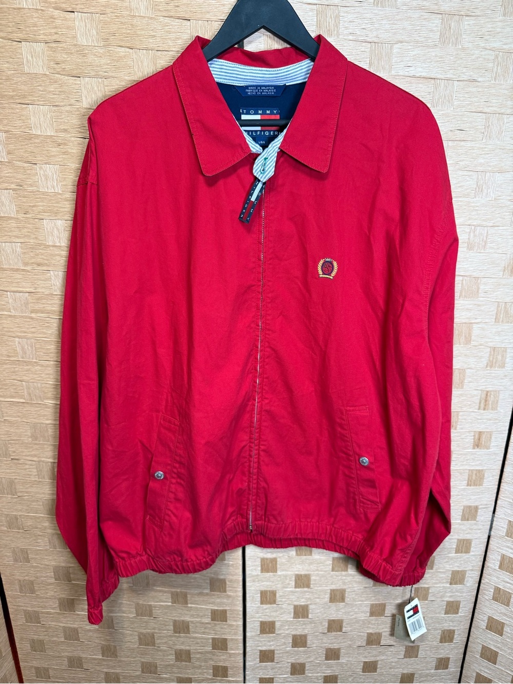 NWT Vintage Tommy Hilfiger Red Lightweight Zip Shirt Jacket